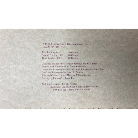 Vintage Spiral-Bound Cookbook Sonoma County Wine & Cheese Vinet Fromage - Picture 2 of 6